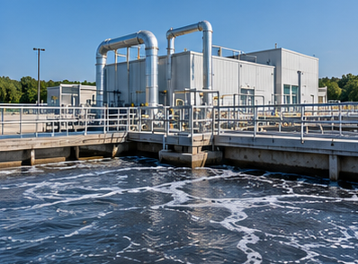 Wastewater treatment facility with aeration basin