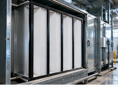 HEPA and high-efficiency filter bank in an air handling unit