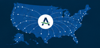 Map of the United States showing Aven Air Group nationwide customer reach